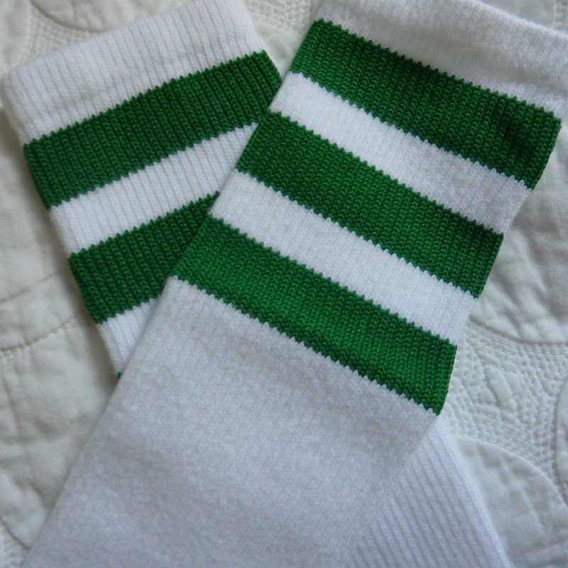 Green and White Varsity Collection Bow Tube Sock Leg Warmers baby legs