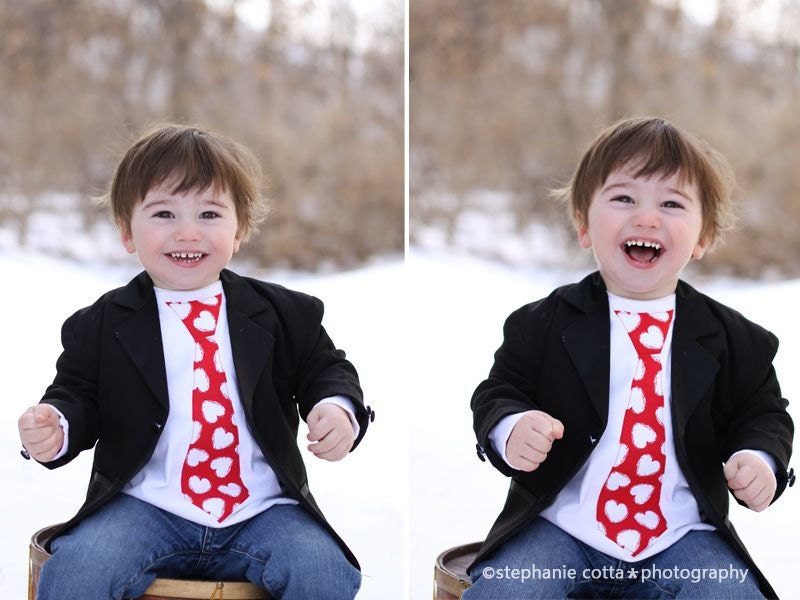 Red Heart Valentines Day Tie Shirt / Onesie