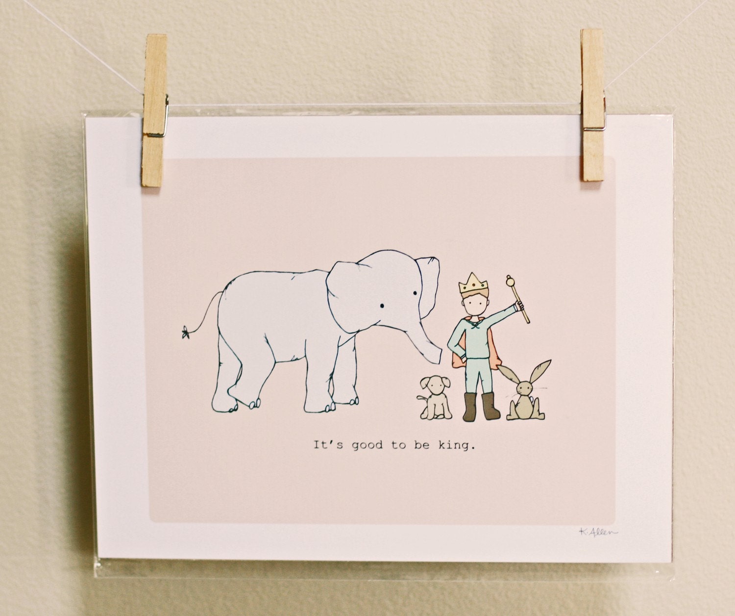 Childrens Art Print - Nursery Art Print - BOYS Kids Room Decor - Good to be King - 8x10