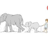 Childrens Art Print - Nursery Art Print - BOYS Kids Room Decor - The Elephant Walk - 11x17