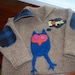 Wool Unisex Felted Child's Sweater with Einstein the Owl, Child's size 5-8