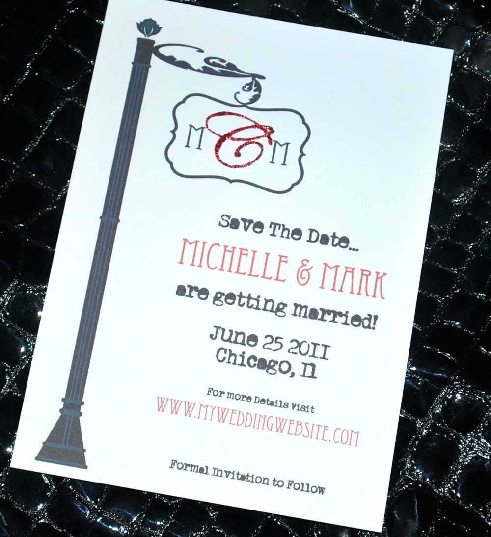 Wedding Save the Date or Invitation - Monogram Street Sign