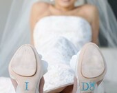 Wedding I DO Crystal Shoe Stickers in Blue with Diamond Wedding Ring for your Bridal Shoes