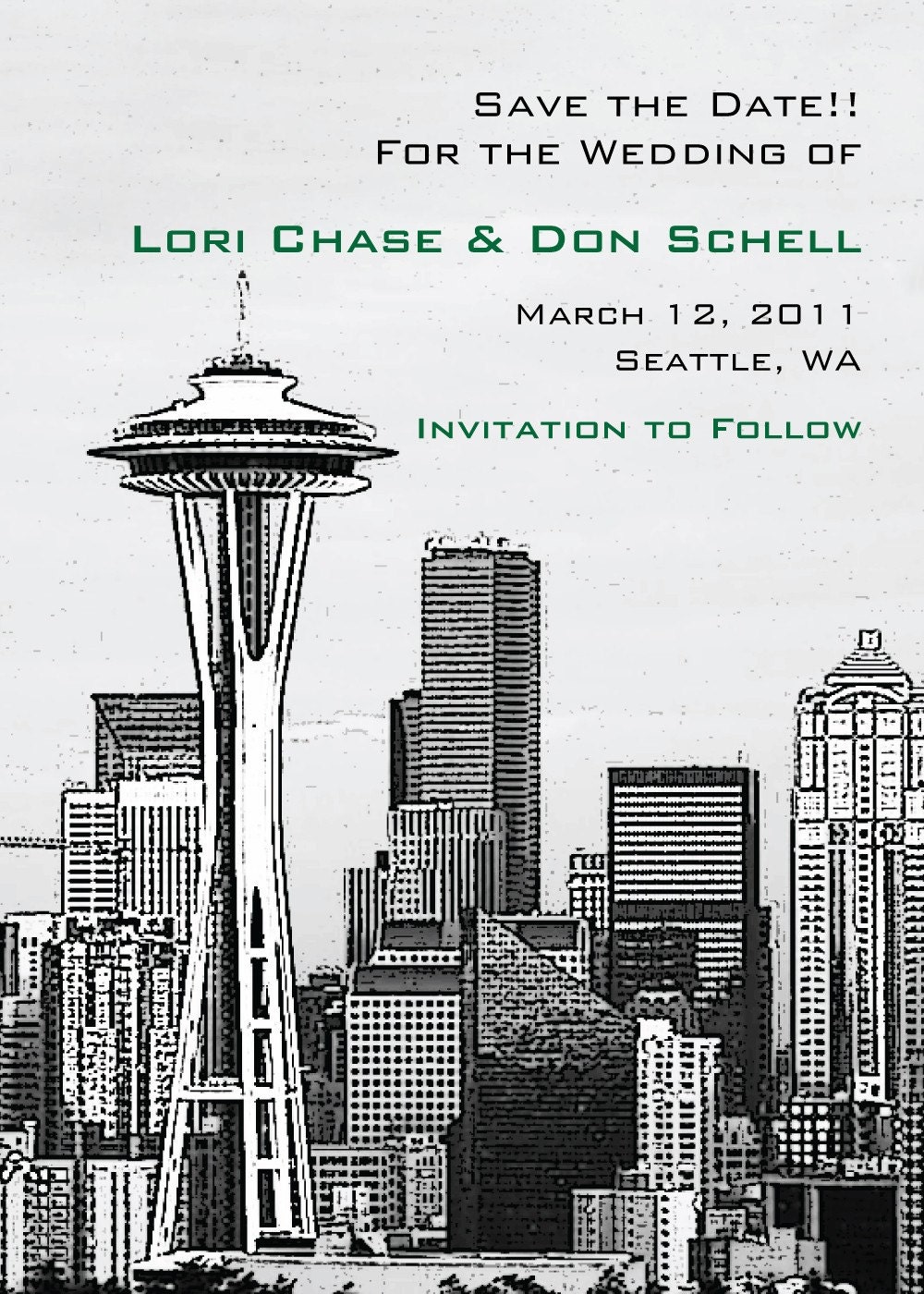 Save the Date or Invitation - Seattle Space Needle