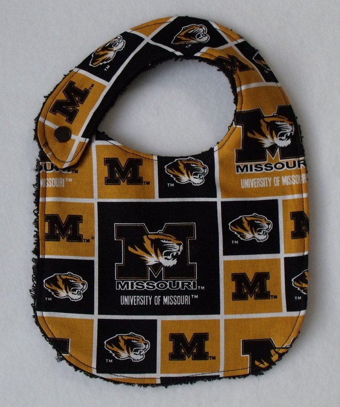 MU University of Missouri Mizzou baby Tiger logo bib boy or girl