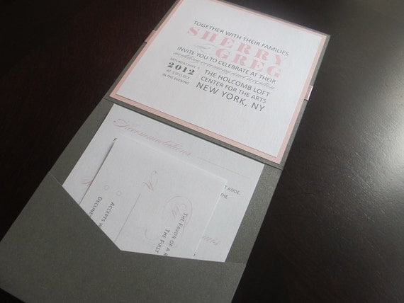 Pink Grey Pocket Invitation