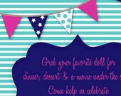navy, teal and hot pink bunting invite (printed) Il_170x135