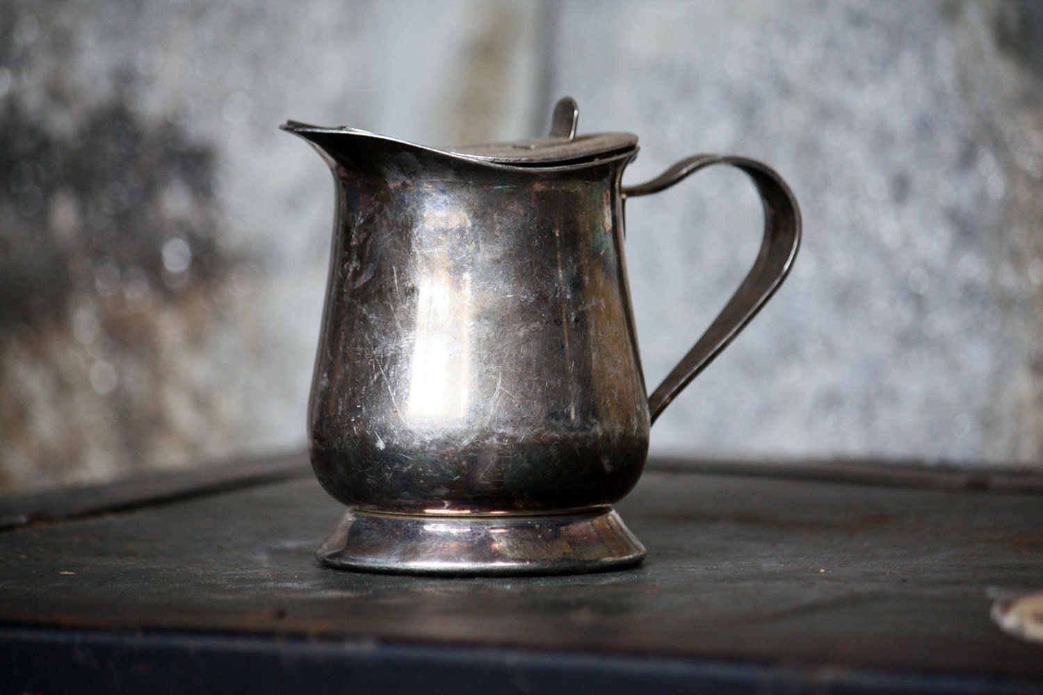 Vintage Oneida Silverplate Creamer with Lid - Shabby Chic Home Decor, Serving, Collectibles, Silver Housewares