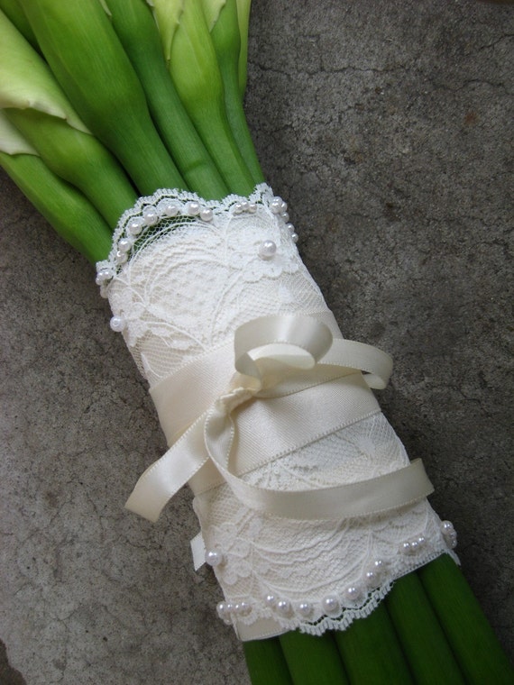 Beaded Lace Wedding Bouquet Wrap