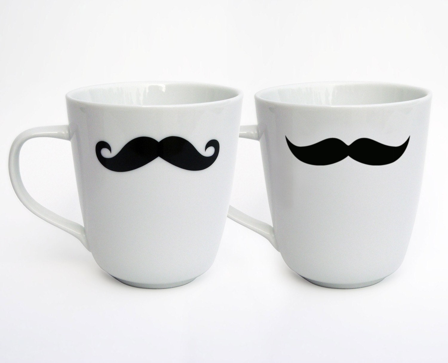 Mustache and Kiss Mug (Set of 2) - Variety of Colors and Designs