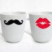 Mustache and Kiss Mug (Set of 2) - Variety of Colors and Designs