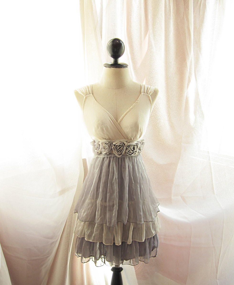 RiverofRomansk Dreamy Cream Misty Earl Gray Rainy Nostalgia Dusty Rosette Soft Heavenly Chiffon Romantic Marie Antoinette Lady Ophelia Dress