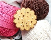 Wooden Embroidered Brooch - COOKIE - Hand Embroidery on Wood - AVAILABLE IN: Purple, Red or White