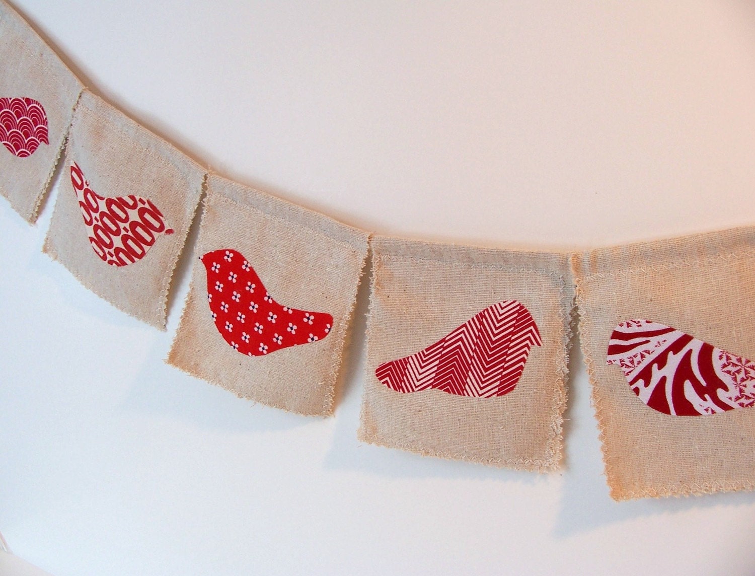 Red Birds Handmade Fabric Bunting Prayer Flags Wall Flags Home Decor Wall Decor Wall Hanging