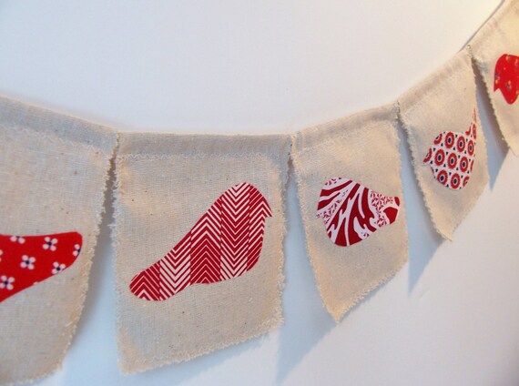 Red Birds Handmade Fabric Bunting Prayer Flags Wall Flags Home Decor Wall Decor Wall Hanging