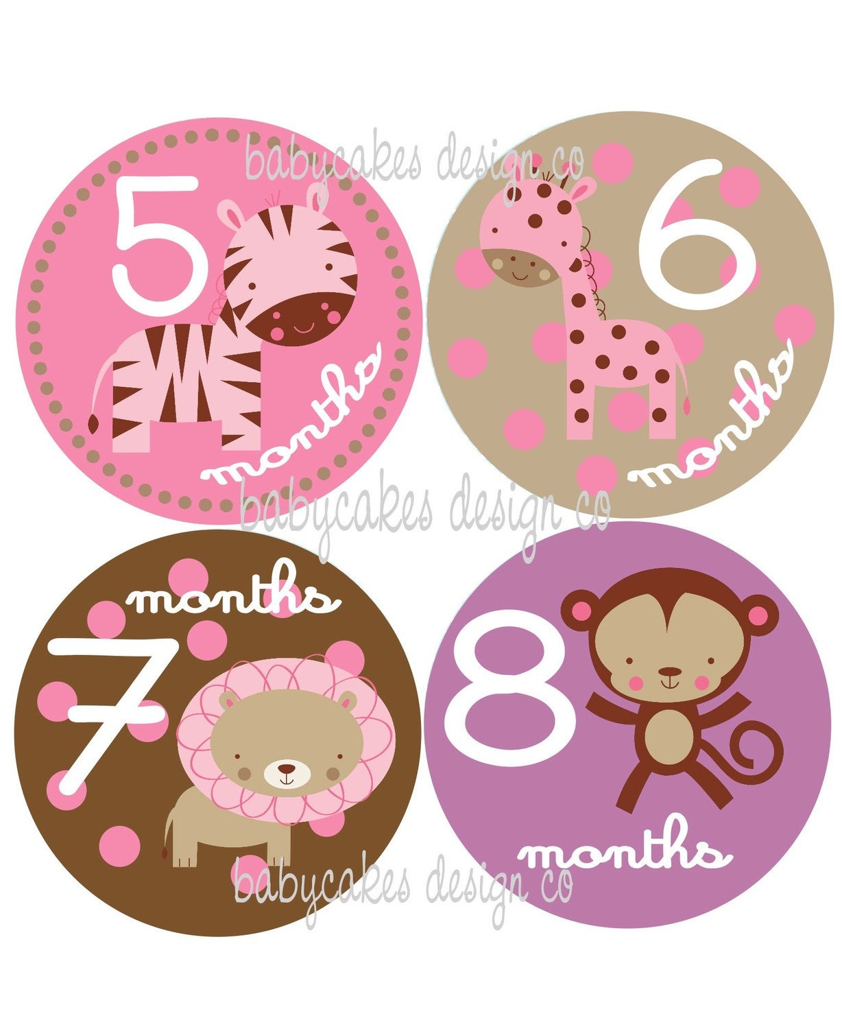 Monthly Onesie Stickers... Girly Safari...Fast Shipping...original seller