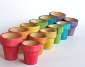 Waldorf-Eco- Friendly-Toddler- Stacking n Nesting Pots -Rainbow Educational Toy
