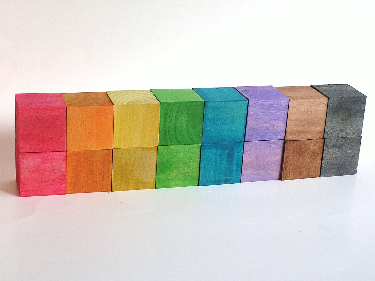 Waldorf-Baby-Toddler- Stacking Toy-Wooden -RAINBOW Building Blocks