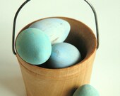 Natural Wood Toy- Robins Eggs- Easter Basket- Waldorf- Montessori- Nature Table- Pretend Kitchen