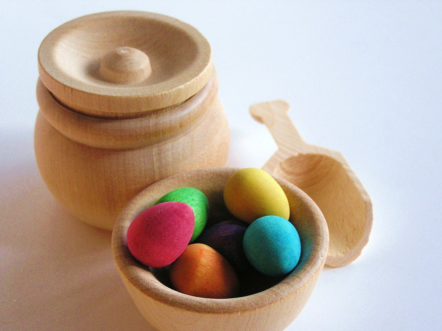 Montessori- Waldorf- Educational Natural Wood Toy- MAGIC BEANS- Scoop n Transfer Game
