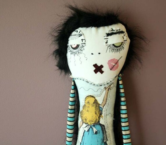 RESERVED Alice in Wonderland- Art doll PLush- By ThEm DoLLZ