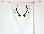 Oh Deer / Deer Antlers / Organic cotton tea towel / Screen printed