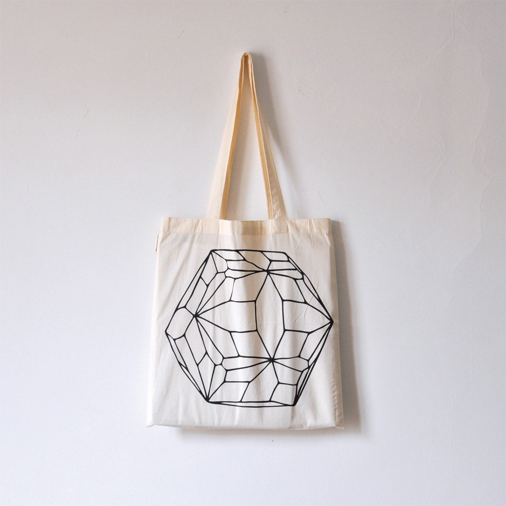 Hexagon / Organic cotton tote bag / Screen printed