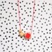 Geometric wooden bead necklace .  Neon pink handpainted