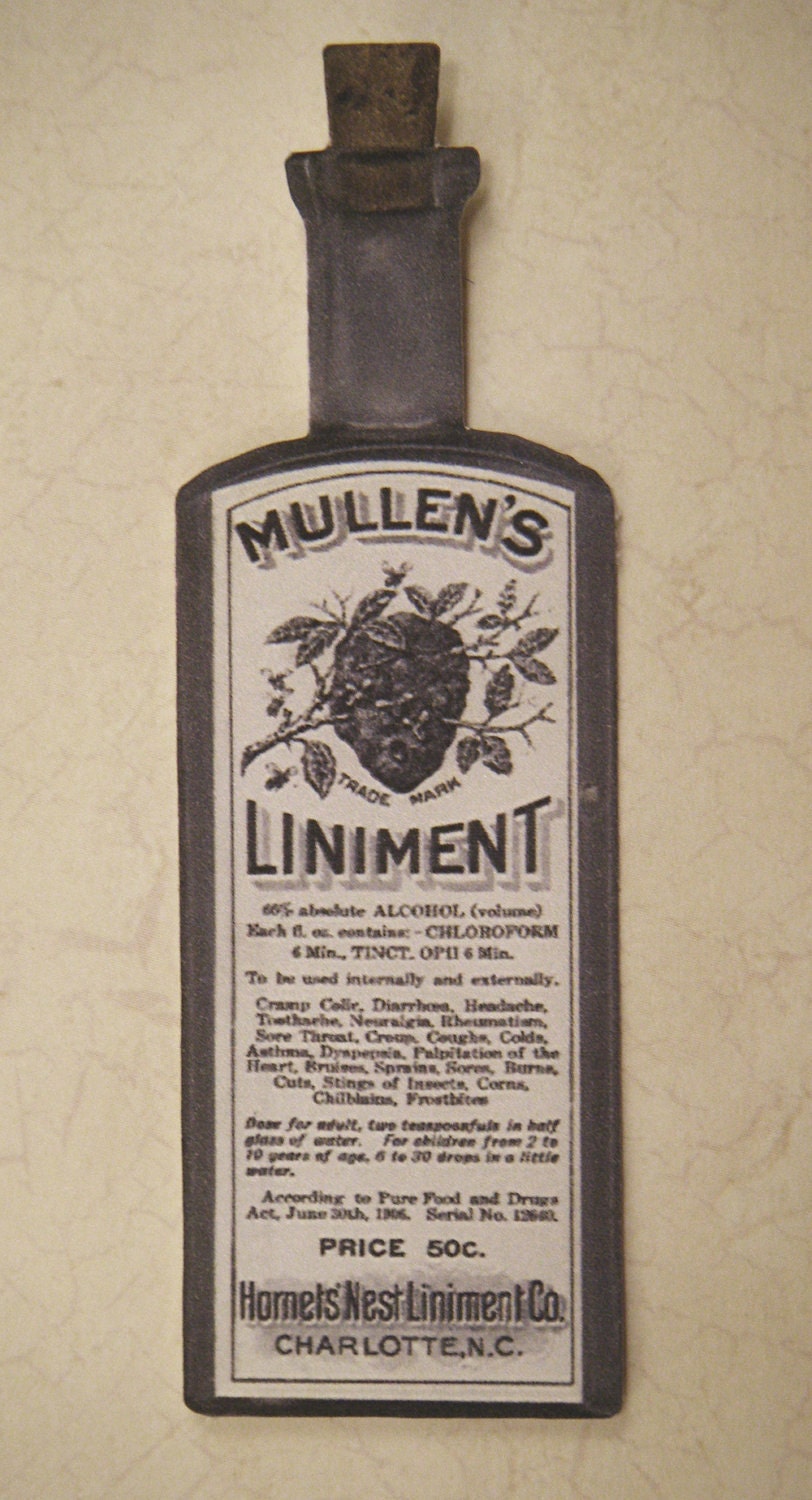 Antique Mullens Liniment Bottle Image Cutout
