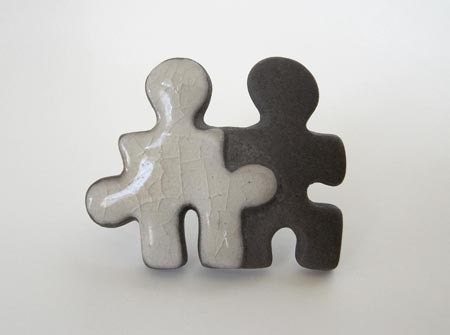 Usa Artist Handmade Ceramic Puzzle Friendship Pin