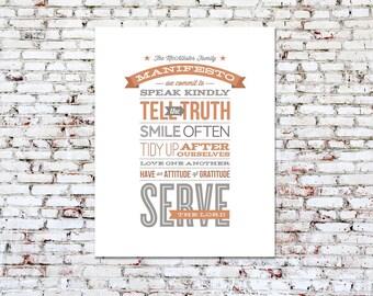 Personalized Typography Print, Inspirational Art Print // 11x14 // FAMILY MANIFESTO