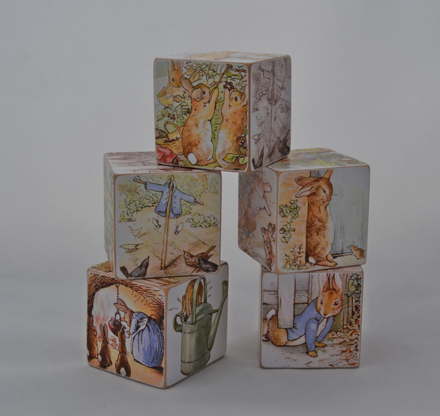 Wood Block Toy or Decor - Peter Rabbit - Set of 5