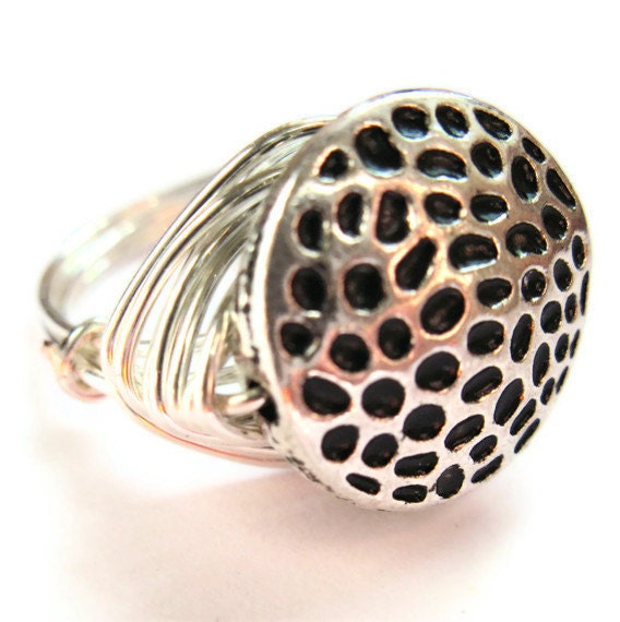Wire Wrap Ring Textured Silver Unisex Fashion Jewelry
