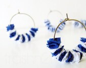 Nautical Earrings Textile Jewelry Hoops Summer by TrashN2Tees