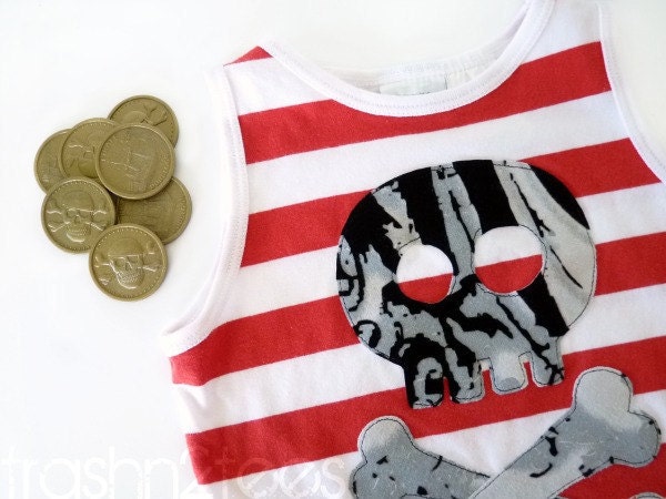 Pirate Tshirt Nautical Stripe Birthday Summer Clothing by TrashN2Tees