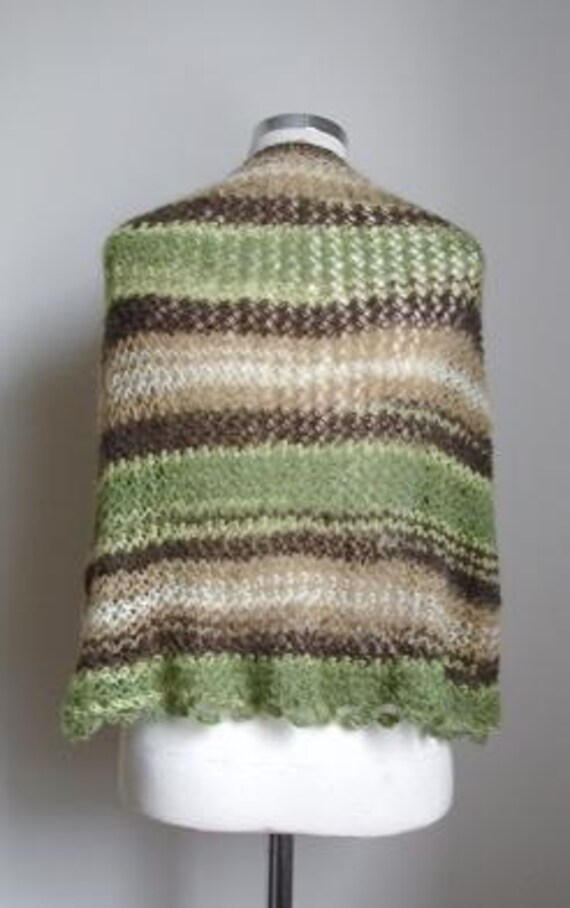 EXPRESS Shipping Mohair Capelet- Shawl, Brown and Green