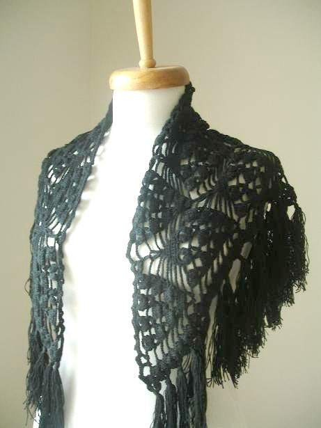 Triangle Mini Shawl By Crochetlab,  Black, Mother's Day gift