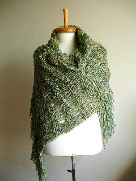 Green Shawl By Crochetlab, Fashion, Fall and Winter , under 50 , With Long Fringes, Express Shipping