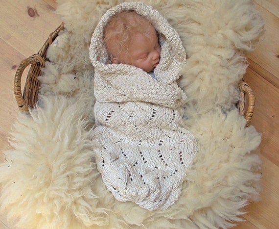 Organic Baby Cocoon, Vanilla Wave Pattern