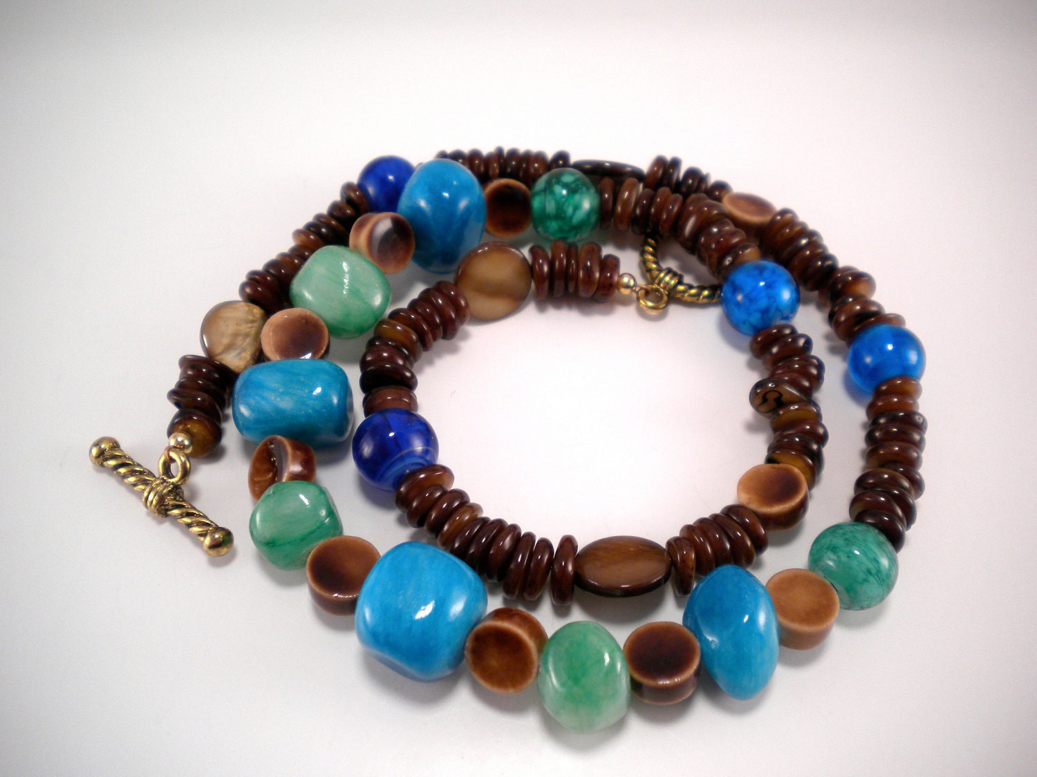 Teal and Tiger's Eye Hannah Necklace