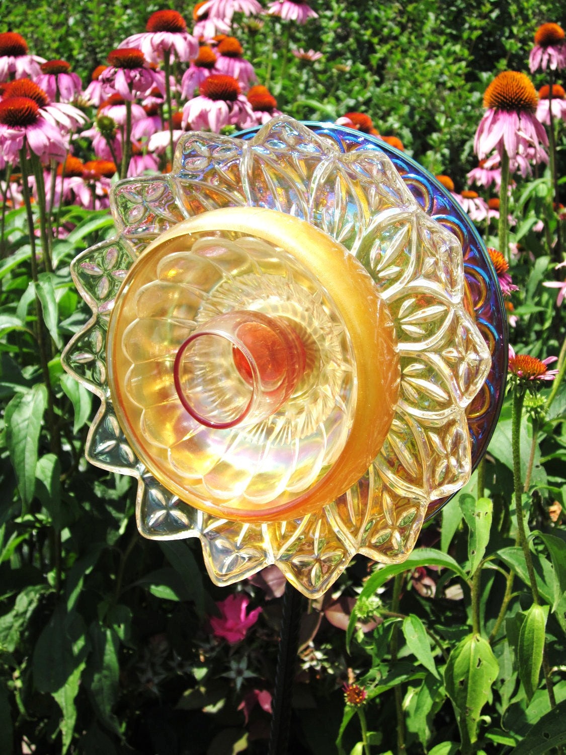 RESERVED for Neely Recycled Repurposed Garden Art Glass Flower Suncatcher SHEBA