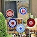 SALE Garden Art Glass Yard Stake Red White Blue Outdoor Decor UpCycled ReCycled