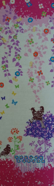 Echino Fabric by Etsuko Furuya, Fall 2011, Wish Border in Pink, 1 Yard Birds