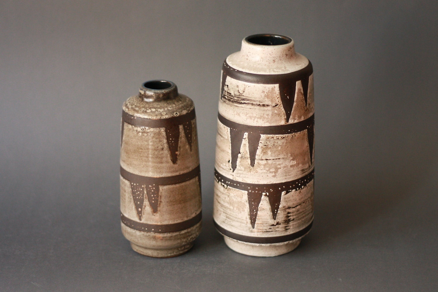Mid Century Modern Set Of Two East German Pottery Vases VEB Haldensleben