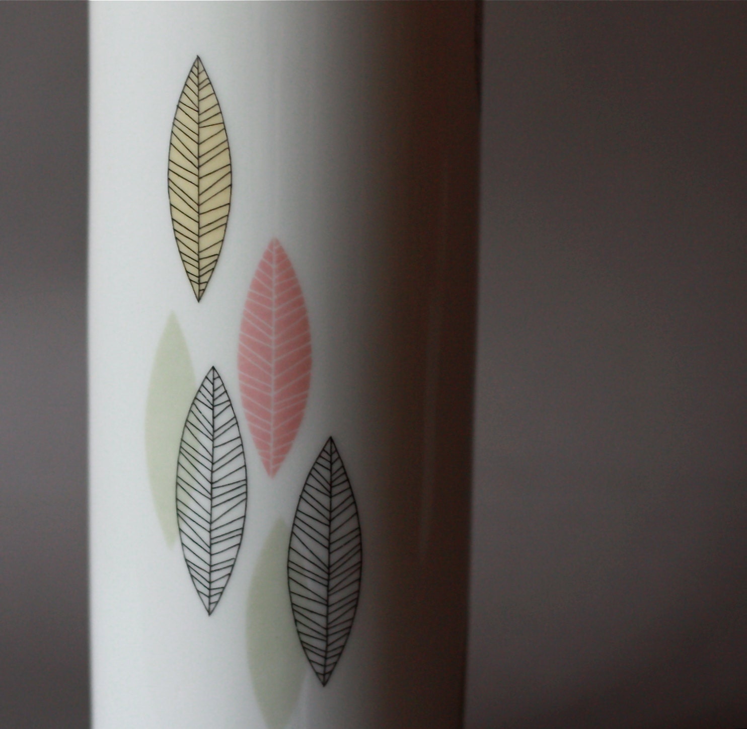 Mid Century Modern Porcelain Vase with Leaves Decals by Winterling 1940s