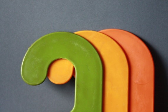 Vintage Set Of Three Space Age Plastic Hangers 1970s