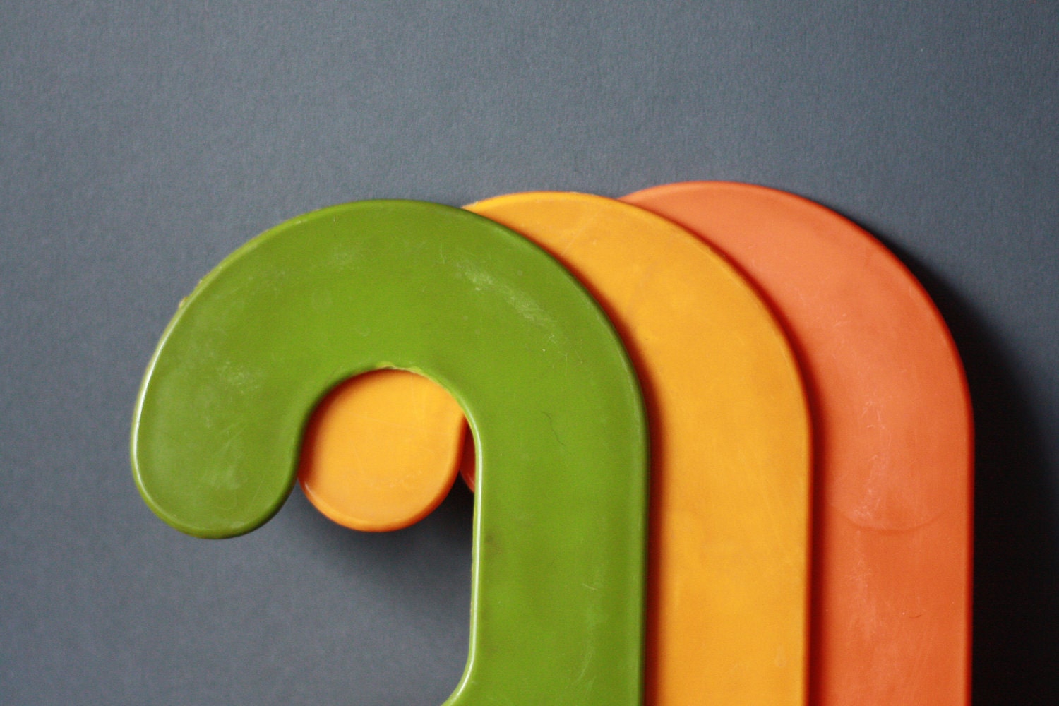 Vintage Set Of Three Space Age Plastic Hangers 1970s