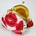 Coin Purse - Kiss Me - Cotton Fabric with Metal Frame (Red Heart Charm)