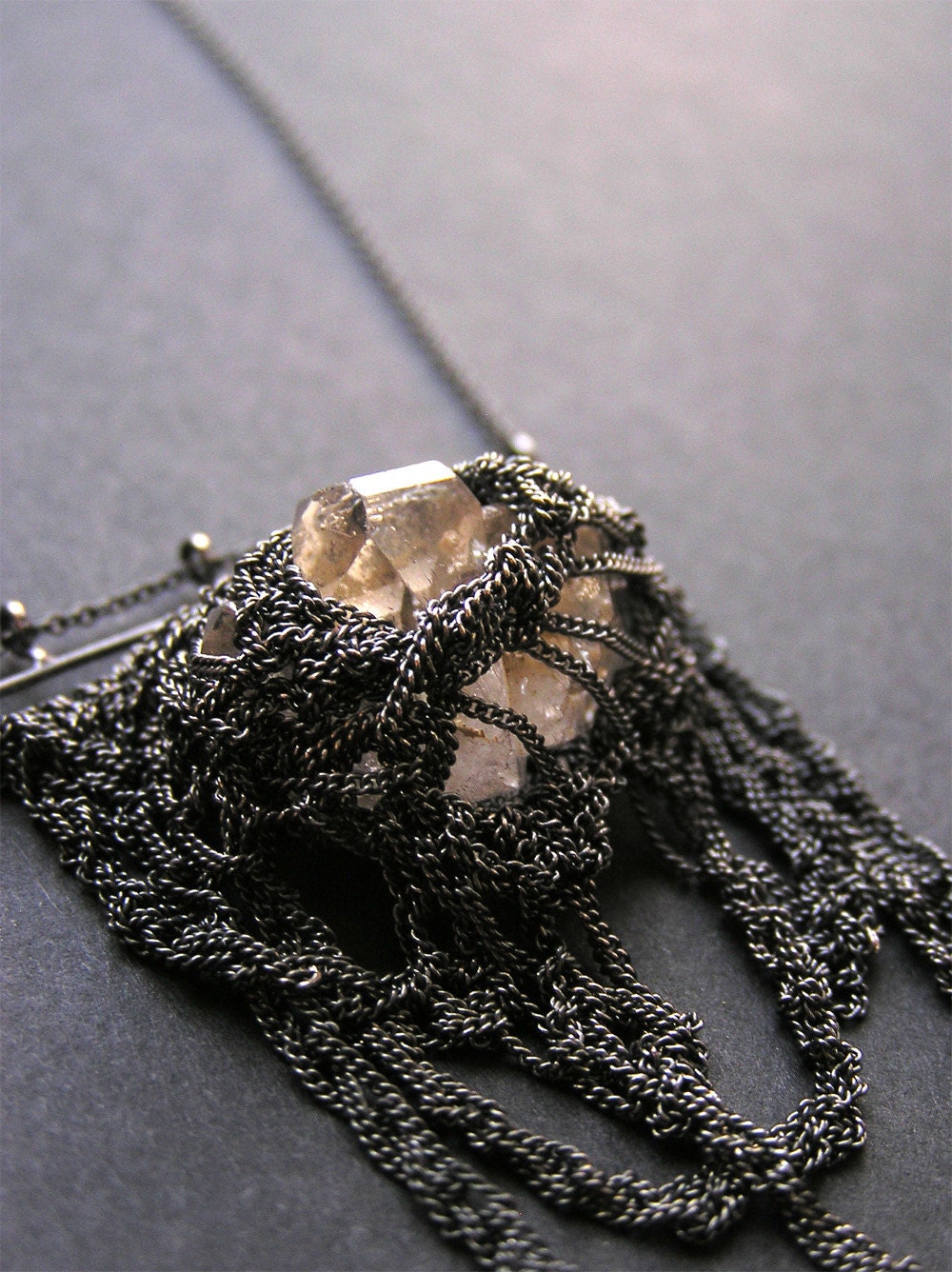 herkimer quartz diamond crochet necklace