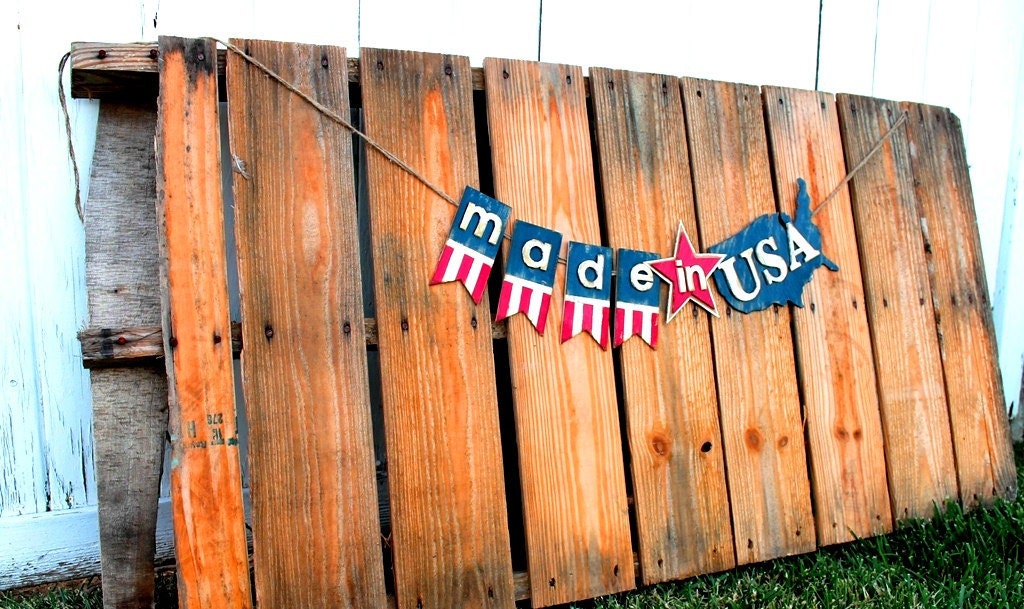Made in USA- Fourth of July decoration banner- Cardboard